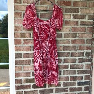 Banana Republic red tropical print sheer dress NWT